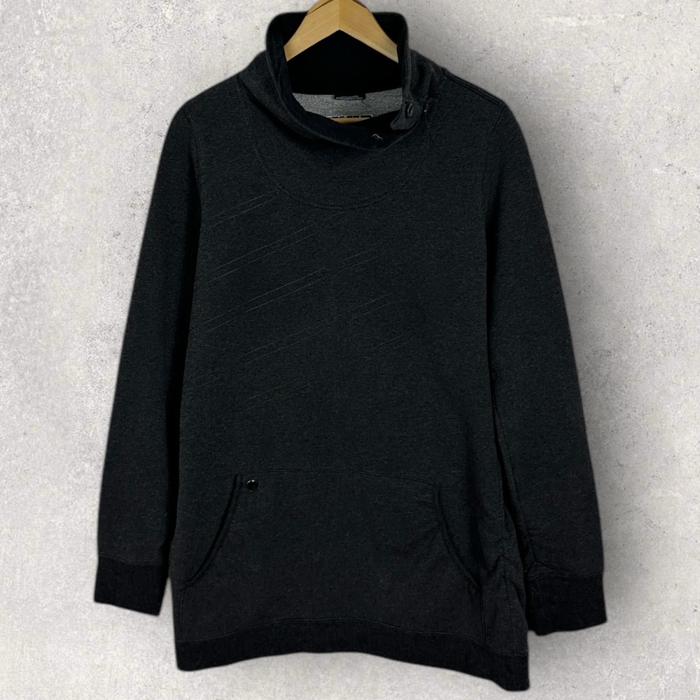 Burton Grey Mock Neck Sweatshirt Button Detail Womens Size Medium Pocket Lounge